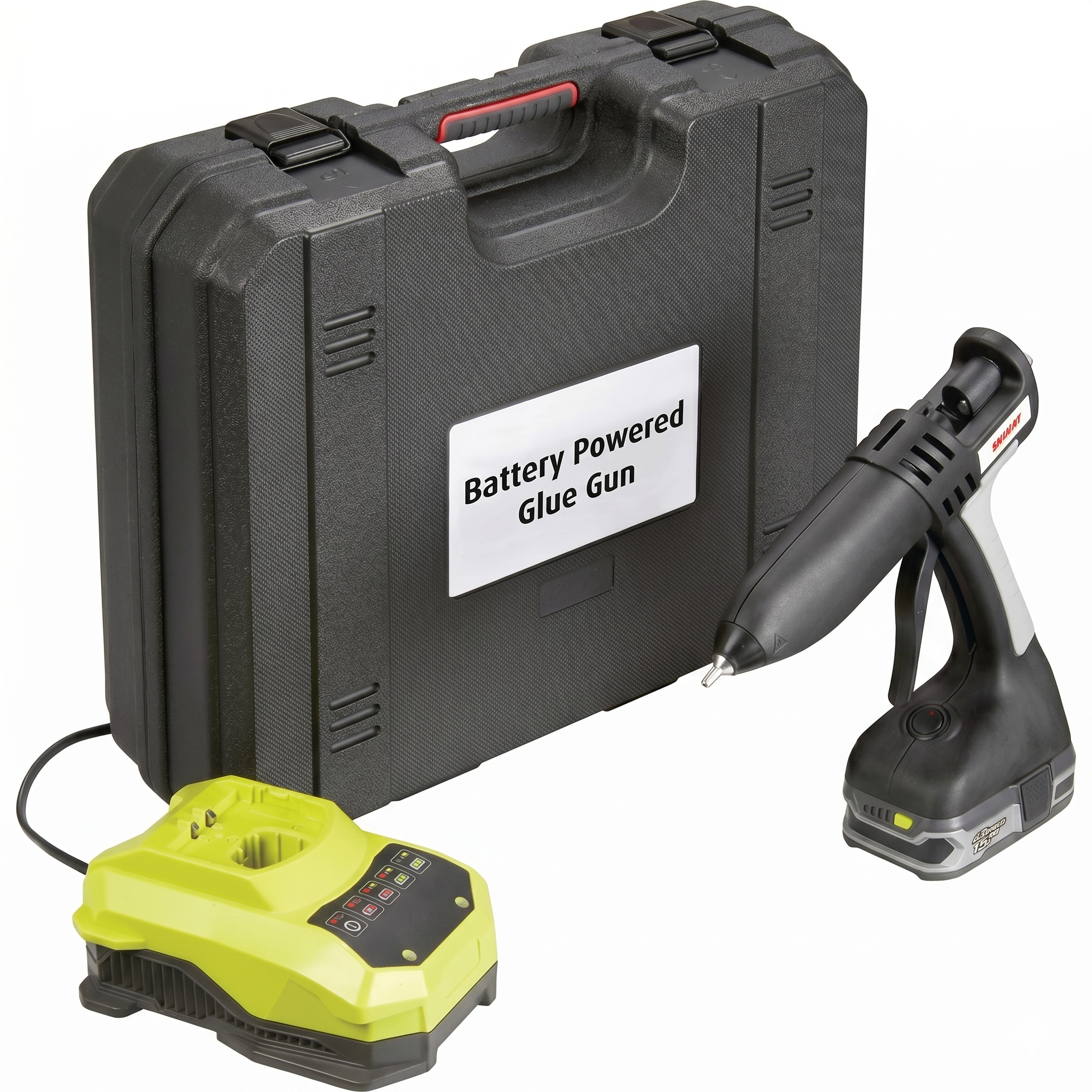Cordless 12mm Hotmelt Glue Gun battery powered includes battery charger and carry case
