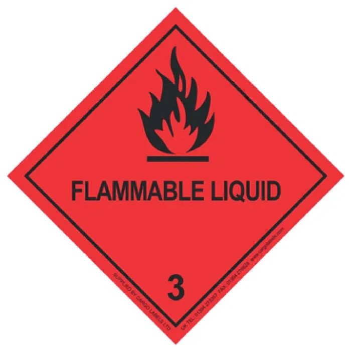Flammable Liquid Hazard Warning Labels 100 x 100mm