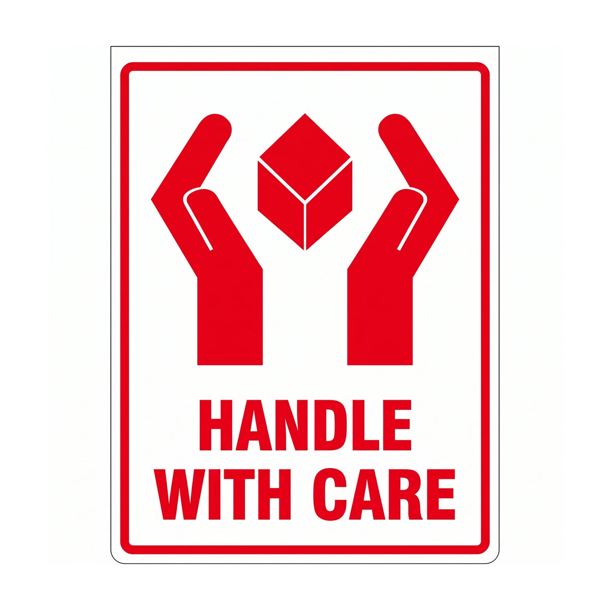 "HANDLE WITH CARE" Parcel Warning Labels 108 x 79mm (Roll of 500)