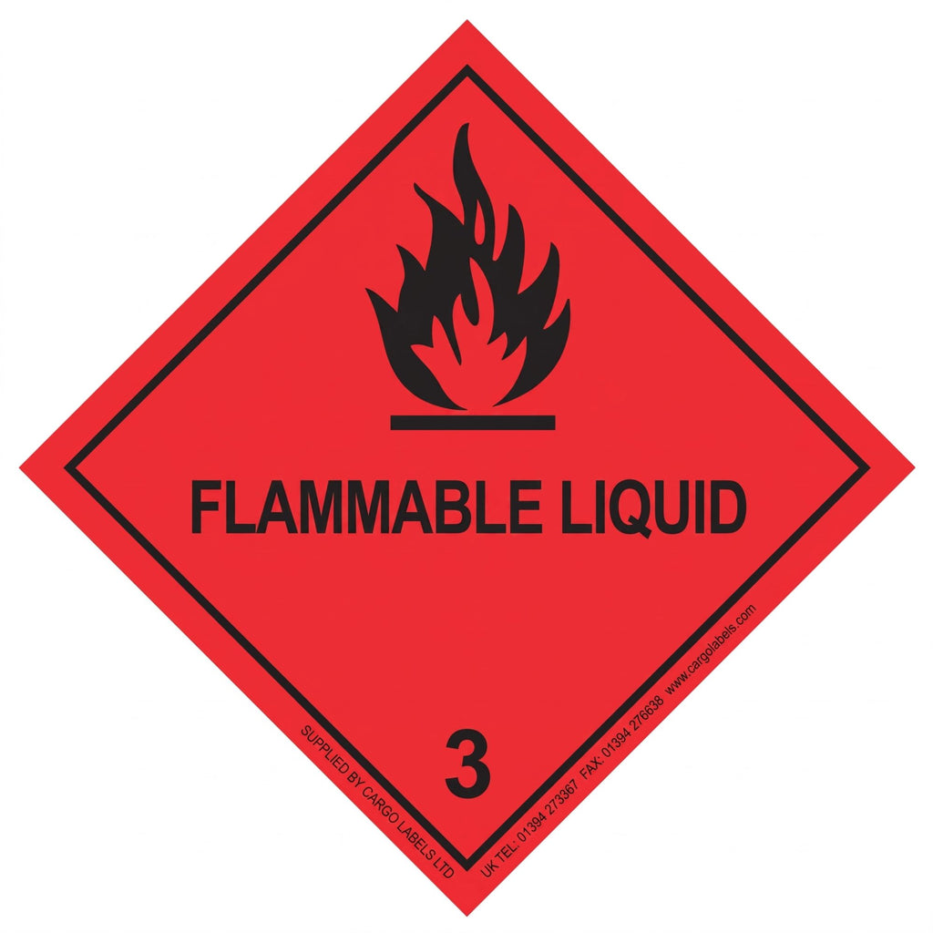 Class 3 Flammable Liquid Hazard Warning Labels 100 x 100mm