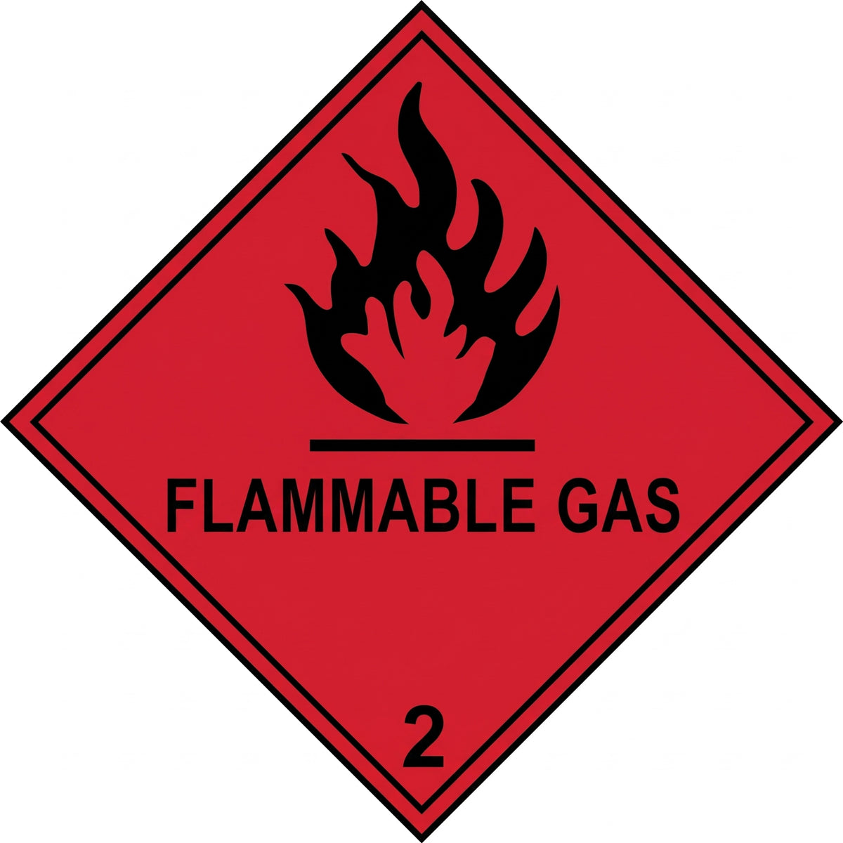Class 2.1 Flammable Gas Hazard Warning Labels 100 x 100mm