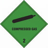 Hazard Warning Label Compressed Gas 2  Green 100 x 100