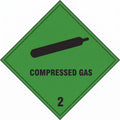 Hazard Warning Label Compressed Gas 2  Green 100 x 100