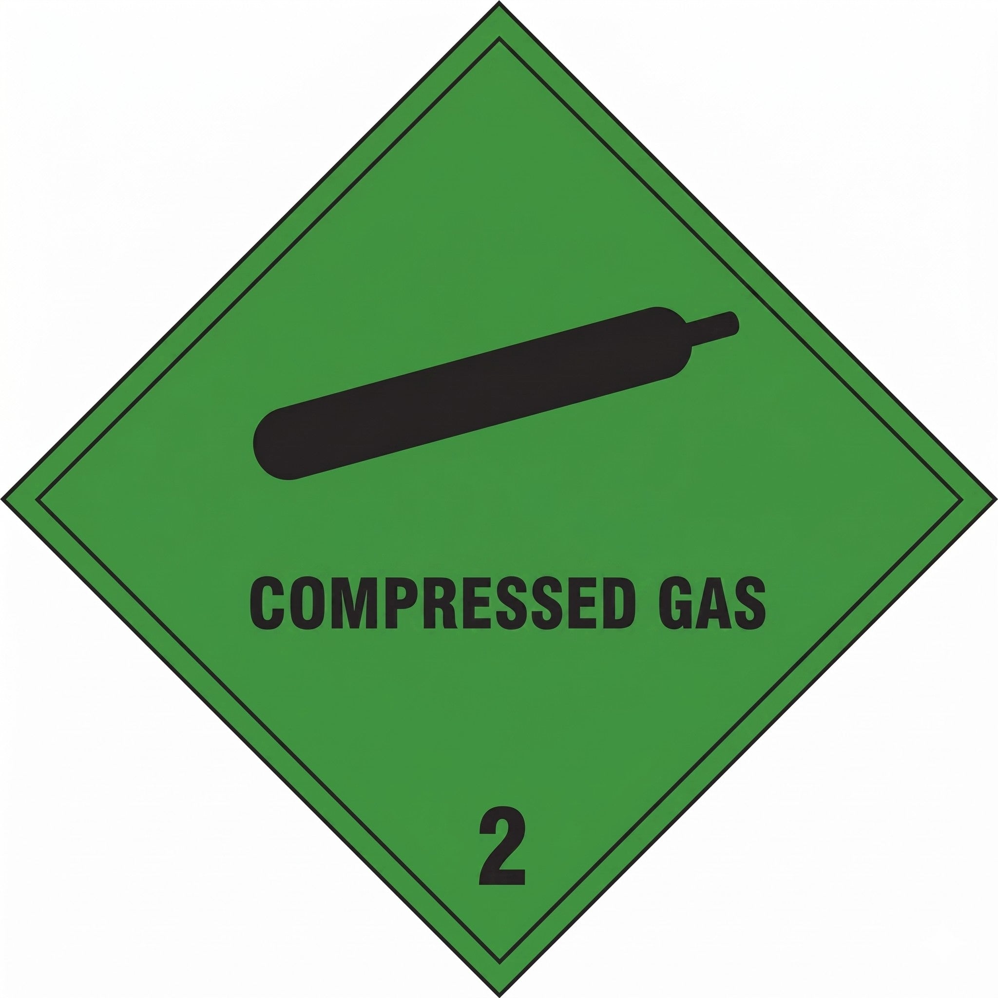 Hazard Warning Label Compressed Gas 2  Green 100 x 100
