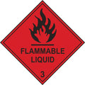 Hazard Warning Label Flammable Liquid 3 Red 100 x 100