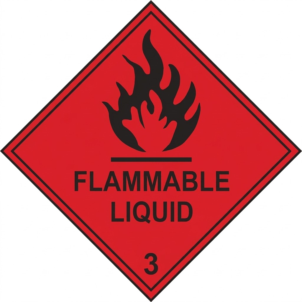 Hazard Warning Label Flammable Liquid 3 Red 100 x 100