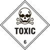 Hazard Warning Label Toxic 6 White 100 x 100