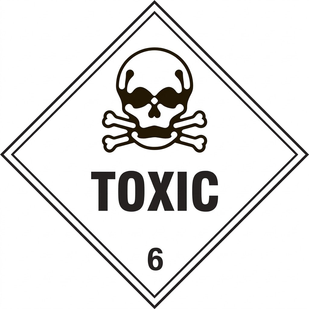 Hazard Warning Label Toxic 6 White 100 x 100
