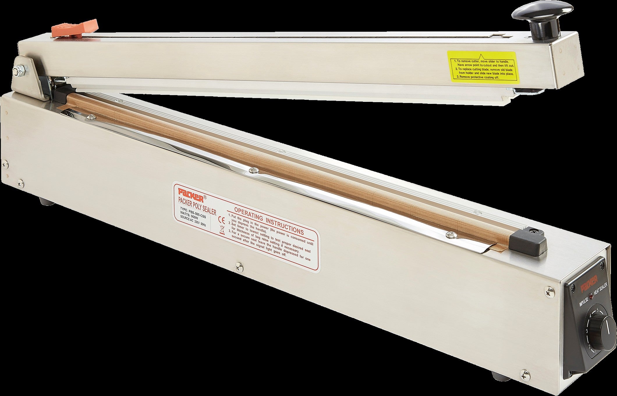 Impulse Heat Sealer and Cutter with stainless steel body 500mm