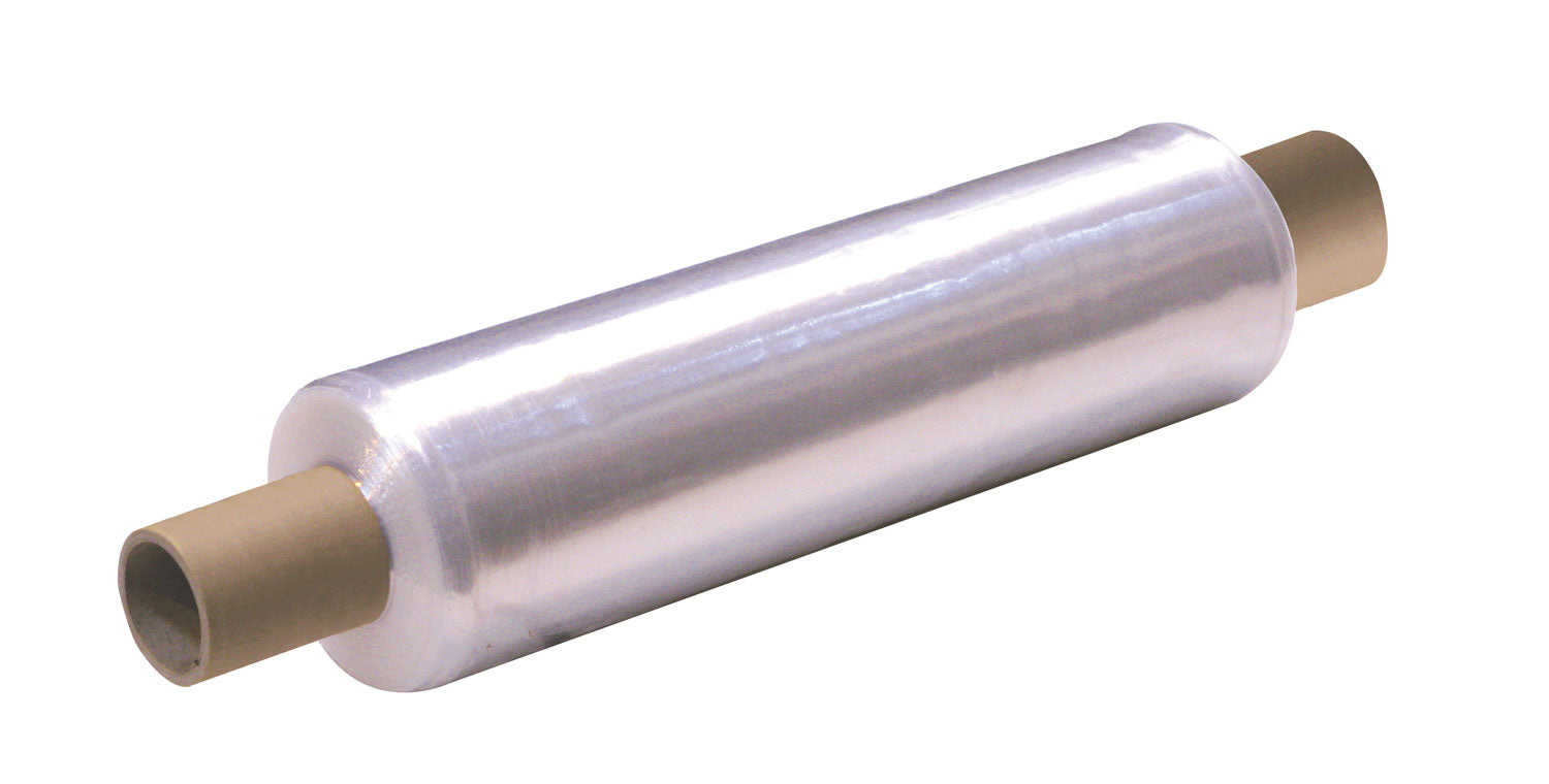 LLDPE Pre-Stretched Cast Film 450mm Width x 600mtr Length 7mu 76mm Standard Core Black  6 Rolls per