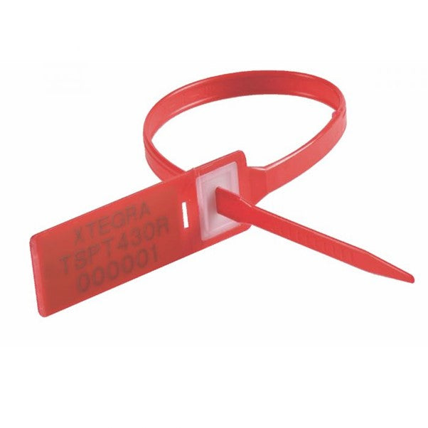 Tegracheck Pull-Tight Security Seals 430mm smooth band serially numbered 15kg b/s red
