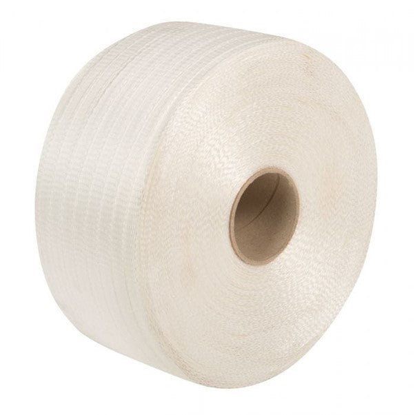 19mm x 600m Woven Cord Strapping – 550kg Strength - White