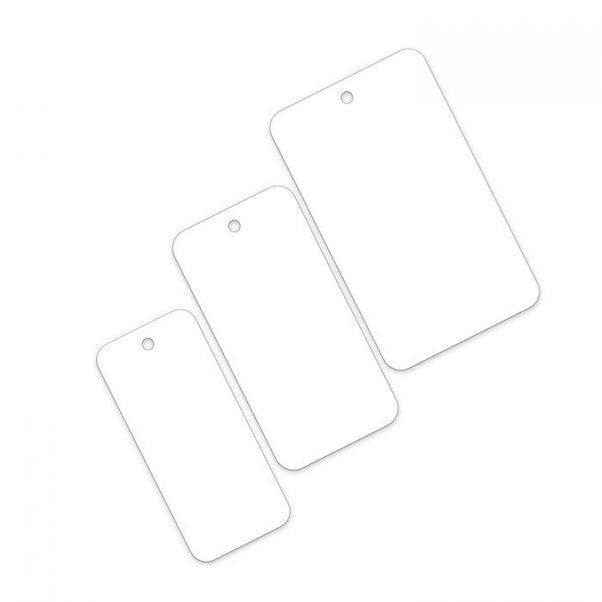 Plastic Round Cornered Tags 110 x 55mm 250mu white