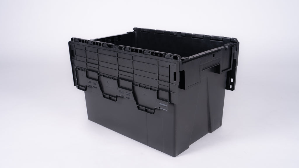 Extra Heavy duty black Tote with black lid 600 x 400 x 310mm