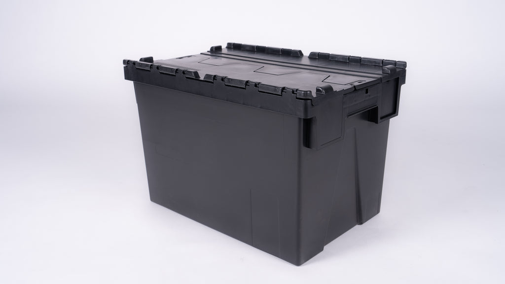 Extra Heavy duty black Tote with black lid 600 x 400 x 310mm