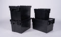 Extra Heavy duty black Tote with black lid 600 x 400 x 400mm