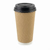 12oz Brown Ridged Double Wall Coffee Cup