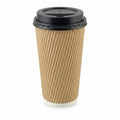 12oz Brown Ridged Double Wall Coffee Cup